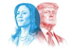 Harris Trump us election 2024 oriana fenwick illustration